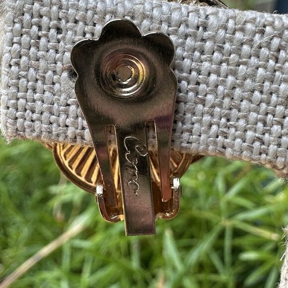 Vintage Coro Earrings‎ Gold Tone Flower Clip On Fashion Jewelry Rare 1" MCM - Picture 6 of 8